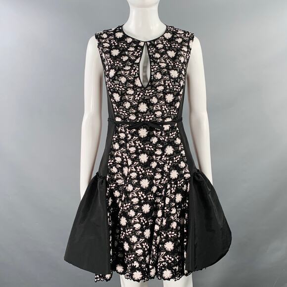 GIAMBATTISTA VALLI Size XS Black White Silk Mixed Fabrics Cocktail Dress - Picture 1 of 8